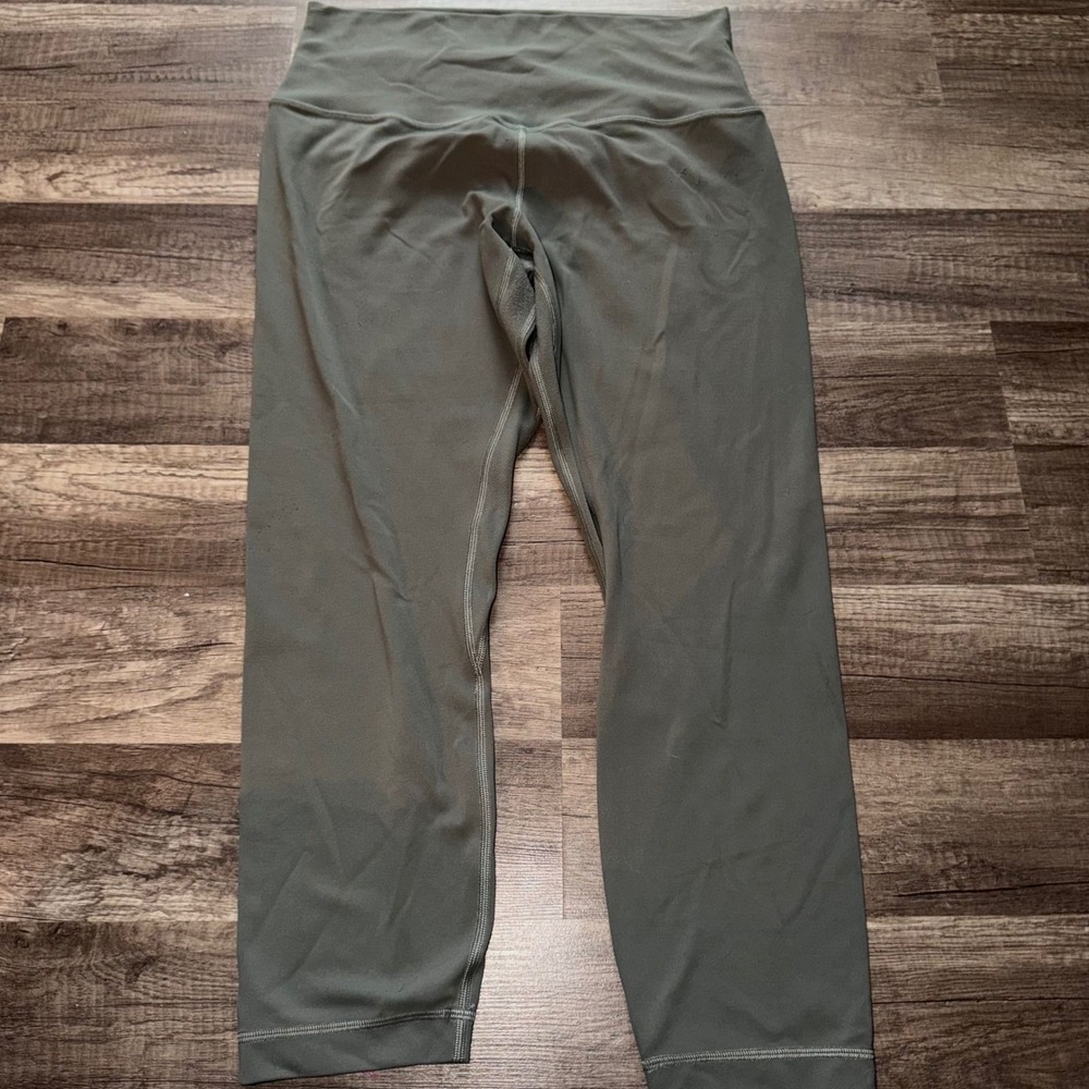 Lululemon Align High-Rise Crop 21 Green Sage Olive Leggings Size 10 Nulu Yoga